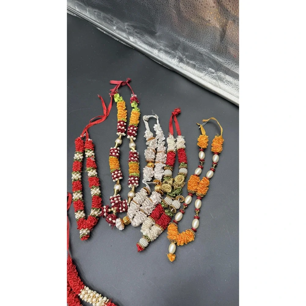 Lot of 15 Traditional Indian Fabric Garlands Diwali Wedding Puja Decor Mala Haar